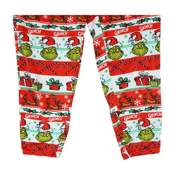 The Grinch Women's Dr. Seuss and Max Red Velour Pajama Joggers Pants Sz L(12-14) - Picture 5 of 5
